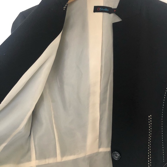 D Studio Black Topstitch Detail Blazer - Picture 4 of 6